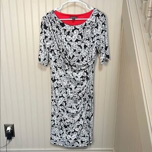 Connected Apparel Black and White Lace Dress